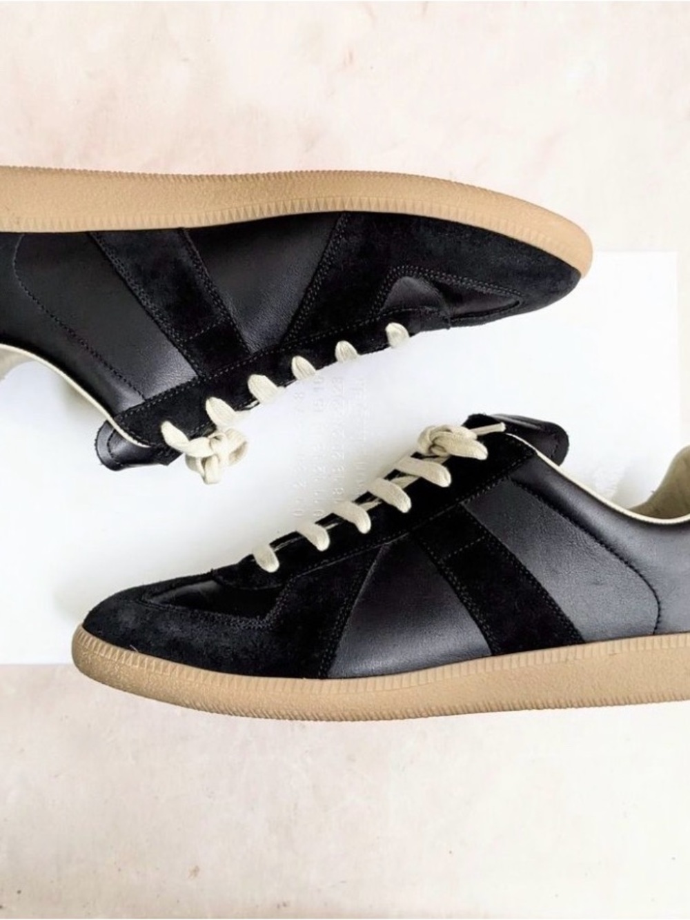 Maison Martin Margiela Black Leather & Suede Sneakers with Gum Sole